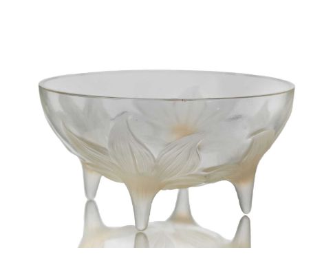 Rene Lalique, an opalescent glass Lys bowl, model 382, designed circa 1924, polished and frosted, engraved mark R Lalique Fra