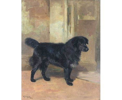 Alfred Grenfell Haigh (British, 1870-1963), portrait of standing black dog, signed and dated 1923 l.l., oil on canvas, 50 by 