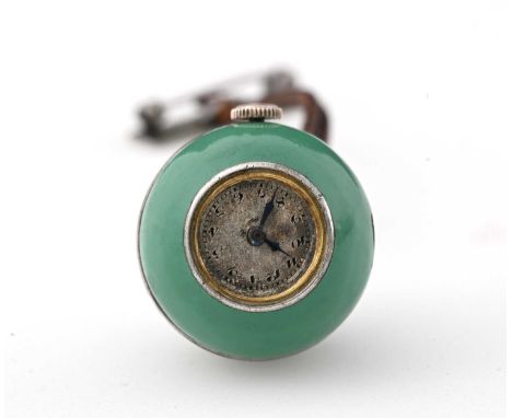 Didisheim Goldschmidt, a silver-gilt and enamelled ball pendant watch, case number 8894, inside marked Argent Dore, 0,935, st