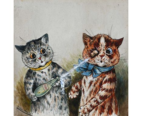 Louis William Wain (British, 1860-1939), Pop, signed l.l., titled verso, watercolour and bodycolour, 17.5 by 18cm, framed. Pr