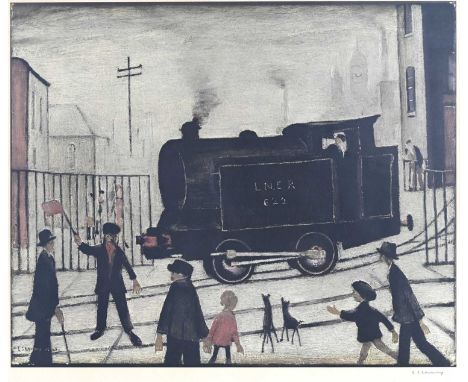 Laurence Stephen Lowry (British, 1887-1976), The Level Crossing, signed l.r., print in colours, 45 by 56cm, framed. Note: Art