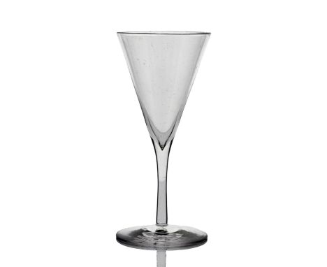 Harry Powell for James Powell and Sons, Whitefriars, an Arts and Crafts wine glass, circa 1890, conical trumpet form on plain