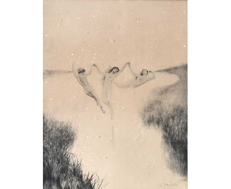 Charles Prosper Sainton (British, 1861-1914), Spirit of the Marsh, signed l.r., titled on the mount below, silverpoint etchin