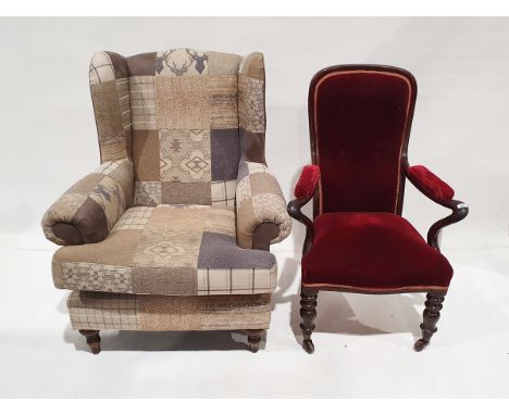 Victorian armchair with turned front feet to castors&nbsp;