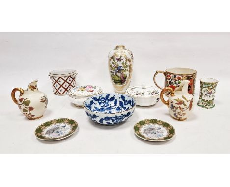 Collection of English and Continental porcelain comprising an early 19th century Imari pattern large mug, gilt pattern no 122