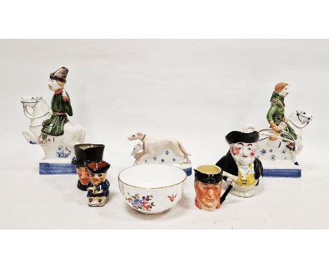 Assorted English pottery character jugs, comprising a Royal Doulton John Peel small jug, printed RD 809559, a Lancaster Sandl