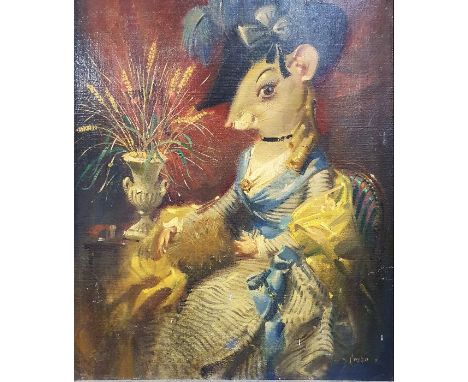 Terence Cuneo (1907-1996)Oil on canvas"The Countess Bleu de Bresse", a mouse dressed as a lady in fine clothing, signed lower