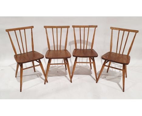 Set of four Ercol beech stickback chairs (4)
