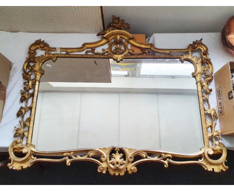 Late 19th century gilt framed rectangular wall mirror&nbsp;with original design drawing "T G Lichfield, 3 Brunton Street, Bon