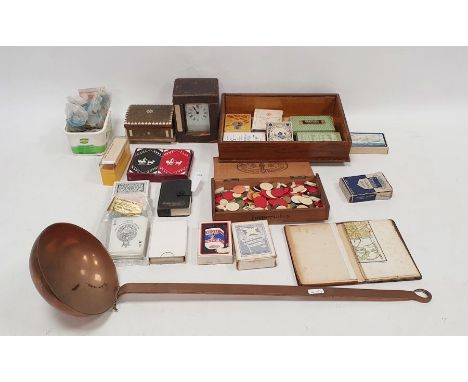 Large copper ladle, Paris commode transport map, various card games&nbsp;and other collectables (1 box)&nbsp;&nbsp;