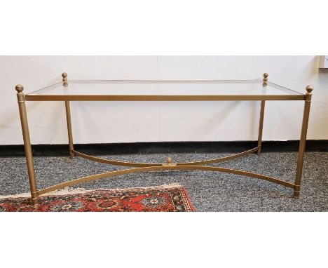 Jim Lawrence glass top Windsor coffee table in old gold with solid steel frame H 42cm X W 103cm X D 48cmCondition ReportGood 