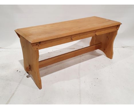 Contemporary pine bench&nbsp;joined by a cross stretcher, 46cm high x 103cm wide x 43cm deep&nbsp;