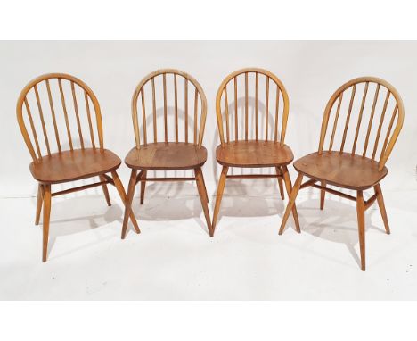 Ercol beech and elm dining table&nbsp;of shaped rectangular form, on tapering square legs, 130cm wide x 73cm high x 68cm deep