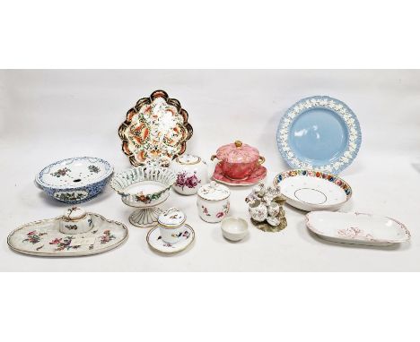 Collection of late 18th century and later Continental and English pottery and porcelain comprising a late 18th century Thurin