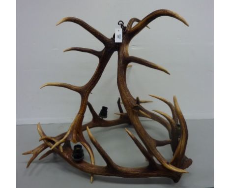 Red Stag antler chandelier H83cm  Condition Report PLEASE NOTE - not wired for electricity. Fixtures for bulbs present, but w