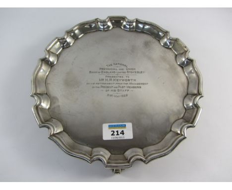 Silver salver by Harrison Brothers & Howson Sheffield 1921 approx 18.1oz