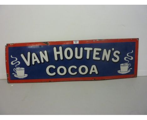 Advertising - Early 20th century enamel 'Van Houten's Cocoa' sign L92cm 