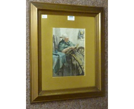 Portrait of an Old Woman Reading, 19th/20th century watercolour unsigned 25cm x 18cm