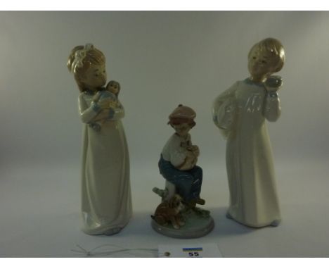 Lladro figure 'My Best Friend' impressed numbers to base 5401 and a pair of Lladro style figures 