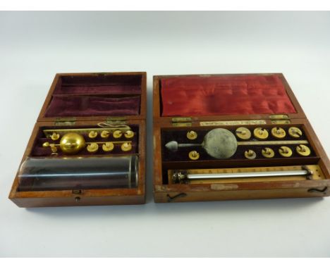 Sikes' Hydrometer adjusted by W.R. Loftus Ltd 18 Tottenham Court Rd. London, another Sikes' hydrometer bearing label for Buss
