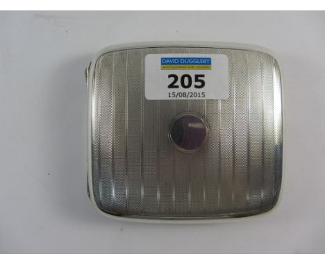 1940's hallmarked silver cigarette case, engine turned decoration approx 5oz