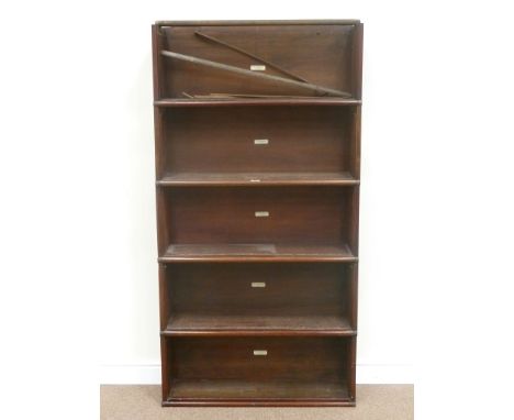 Five early 20th century mahogany Globe Wernicke library bookcase sections without glazed doors