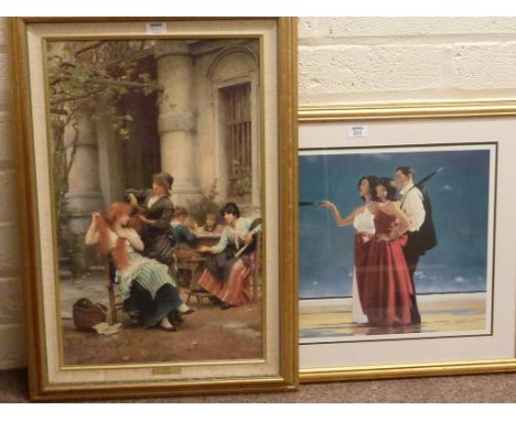 'The Missing Man' colour print after Jack Vettriano and 'Al Fresco' oleograph after S.L.Fildes (2)