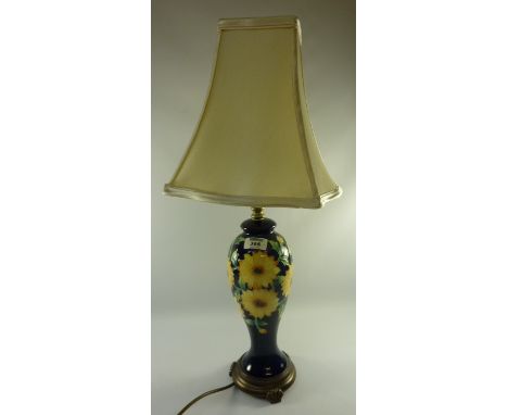 Moorcroft style tube lined floral design table lamp with shade H62cm 