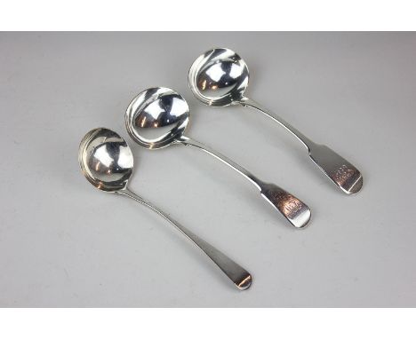 A George III silver  fiddle pattern ladle, maker Robert Rutland, London, 1812; a George IV Old English pattern ladle, maker J