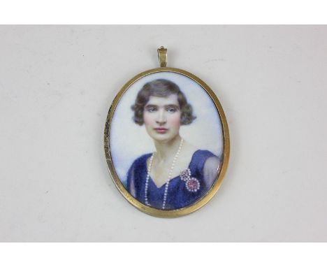 A portrait miniature of Diana Clara Ross Ross in a silver frame , dated 1930