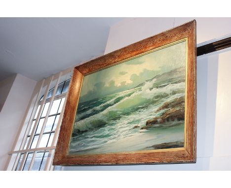 De Silva, seascape with waves breaking, oil on canvas, signed, 50cm by 70cm