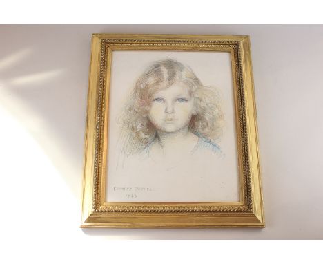 Charles Buchel (1872-1950), portrait of a girl, chalk and crayon, signed and dated 1920, 37cm by 30cm