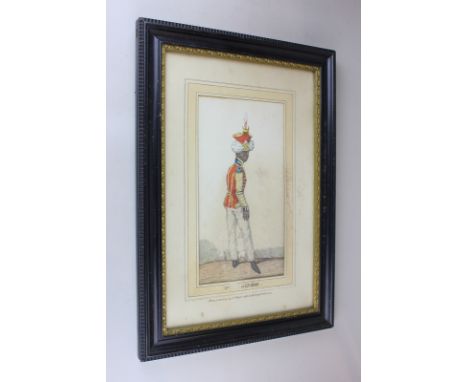 F W Barry, 19th century school, Indian Army officer, watercolour, mount inscribed from a drawing by N Finart in the Royal Col