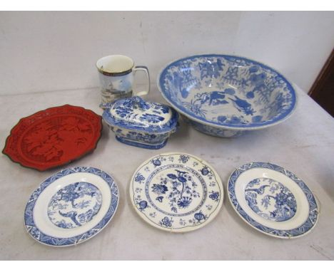 &nbsp;Delft charger, Royal Doulton Falkland's tankard,&nbsp; Oriental bowl, sauce boat with ladle and plates