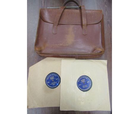 2 75 records 'hunting by ear' by Michael Berry and D.W.E. Brock along with a vintage music bag