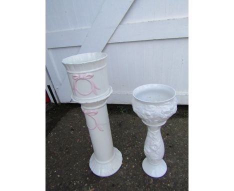 2 Ceramic jardiniere's on stands. Tallest H80cm approx&nbsp;