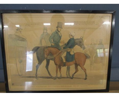 Hand coloured cartoon print signed HB 'A great diplomatist discovering a NEW-MARKET for his talents' published by T. McLean o