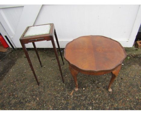 Mahogany occasional table with piecrust top and bedside table with pull out shelf&nbsp;