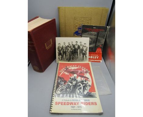 Speedway Flyers book 1927-1976, 1951 Wembley Speedway championships programme and photo plus 1937 Coronation book and The Wav