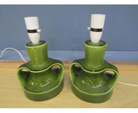 Pair of ceramic West German style table lamps (plugs removed)&nbsp;