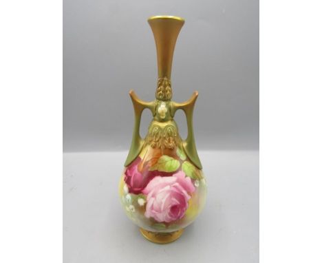 Royal Worcester hand painted vase 22cmH has been repaired