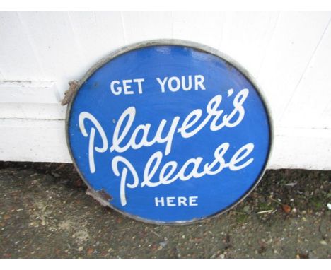 Vintage John Players cigarettes double sided enamel sign. Diameter 47cm approx&nbsp;