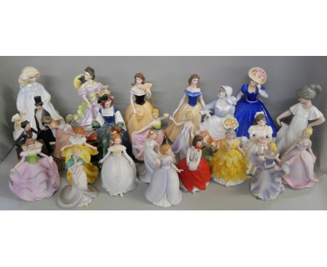 A collection of twenty-two figures including Royal Doulton, Nao and Franklin porcelain **PLEASE NOTE THIS LOT IS NOT ELIGIBLE