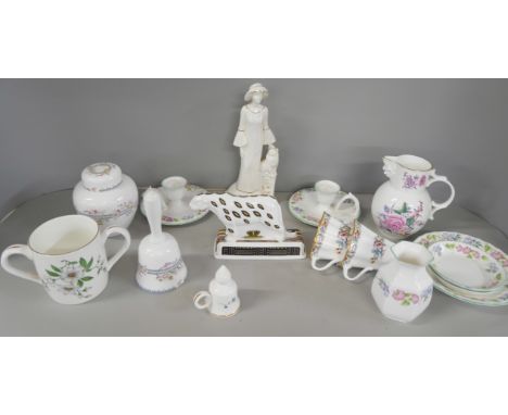 Collectors plates including Coalport Folklore Legends, Motor Racing, Aviation and Christmas plates, and a collection of decor