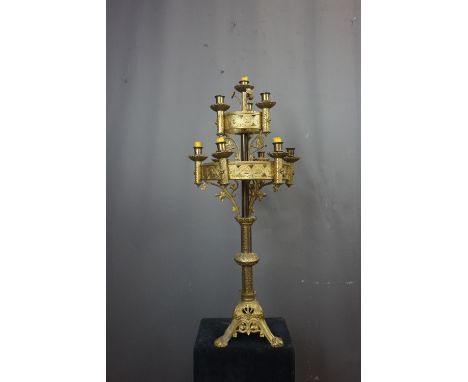 Neo-gothic, candlestick in bronze H87X35