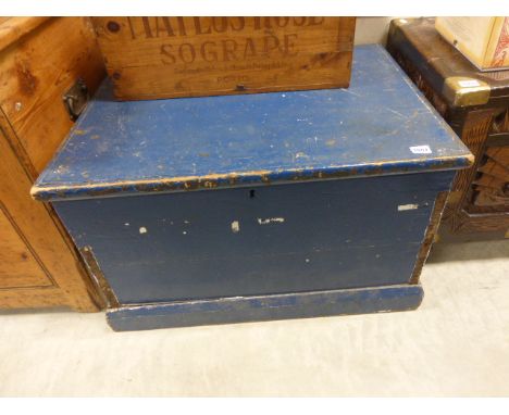 Victorian Blue Painted Pine Trunk