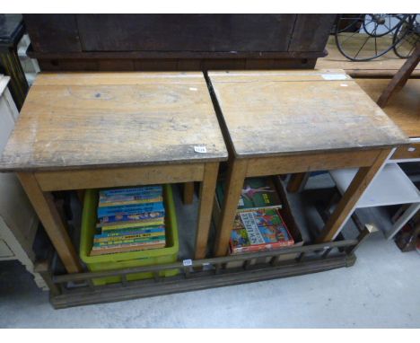 Pair of Vintage Beech Child's Desks with Lift Lids