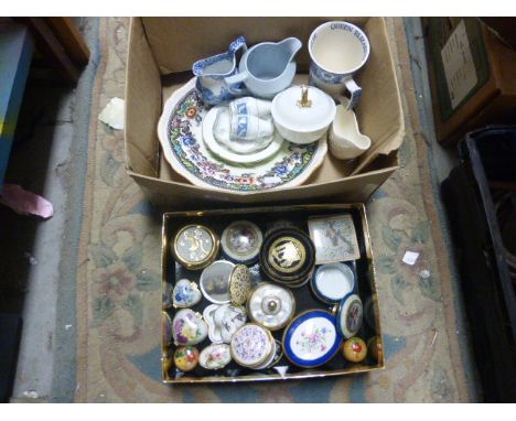 Tray of Mixed Ceramic Trinket Boxes and a Tray of Mixed Ceramics including Spode and Coalport