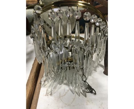 Vintage Three Ring Glass Chandelier