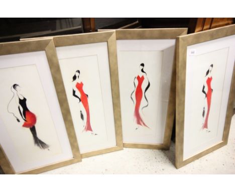 Four Framed and Glazed Marilyn Robertson Prints of Fashionable Ladies
